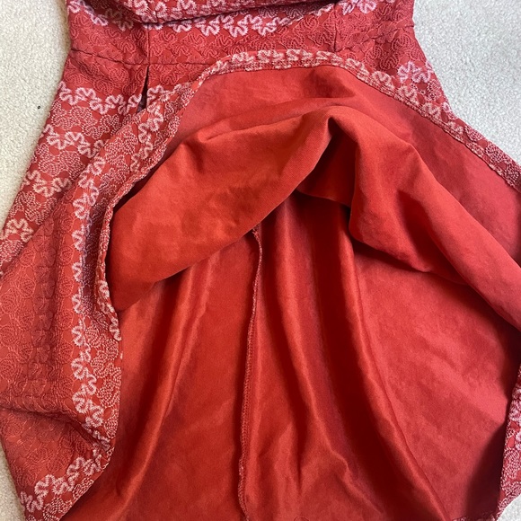 Francesca’s Embroidered Floral Coral Mini Dress - Picture 5 of 10